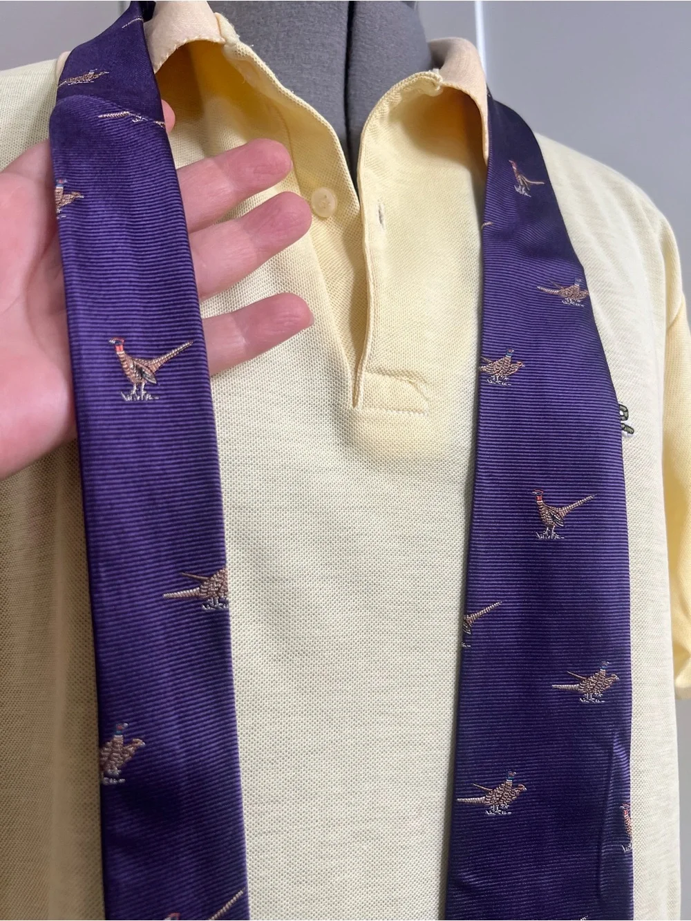 J. Crew Purple Pheasant Motif Silk Tie